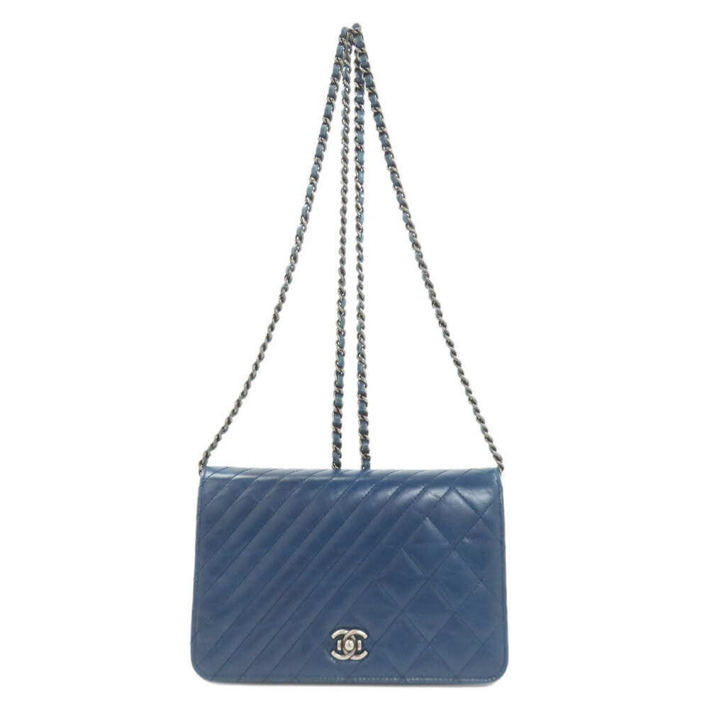 CHANEL Blue Lambskin Leather Logo Wallet - Picture 1 of 16